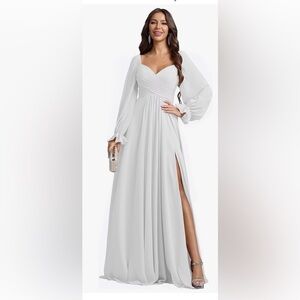 White Long Sleeve Gown- Graduation or Bridal